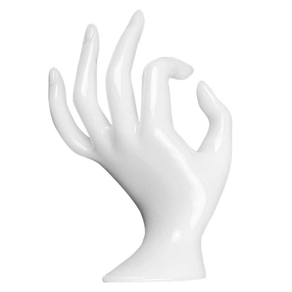 Hand Display Rack Sieraden Ring Organizer Plastic Ok Finger Display Stand Hand Model Voor Armbanden Sieraden Armband Ring Display: White