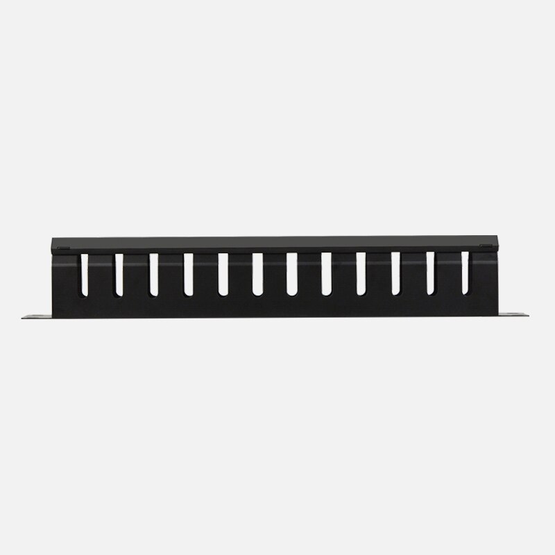 1U Kabel Management Horizontale Mount 19 Inch Server Rack , 12 Slot Metalen Vinger Duct Draad Organizer Met Cover