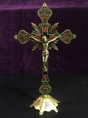 Hause Kirche Diamant einstellen Gold Silber Kupfer verrotten Kupfer Jesus überqueren Heiligen Bitteren Statue Dekoration Katholischen Christian Handwerk: Rötlich braun