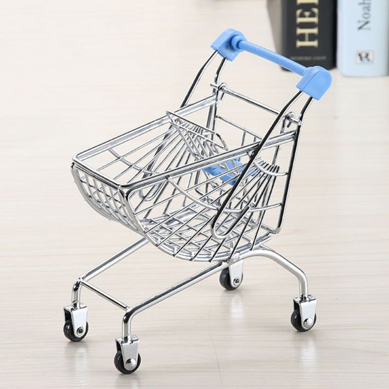Mini Shopping Cart For Kids, 4Pcs Supermarket Handcart Trolley Dollhouse Toys