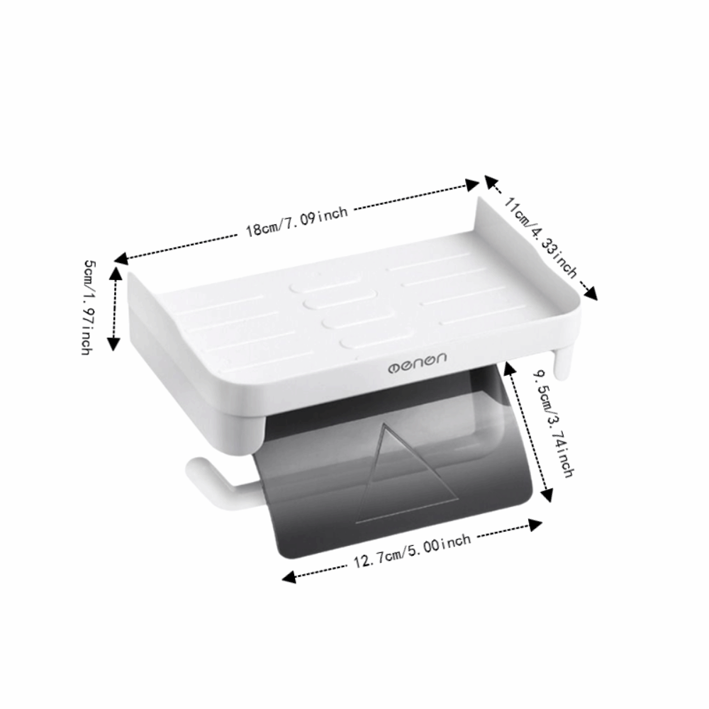 Plastic houder voor papieren handdoeken grijsblauw met plank Toiletrolhouder zonder perforatie Waterdichte tissue-dispenserplank