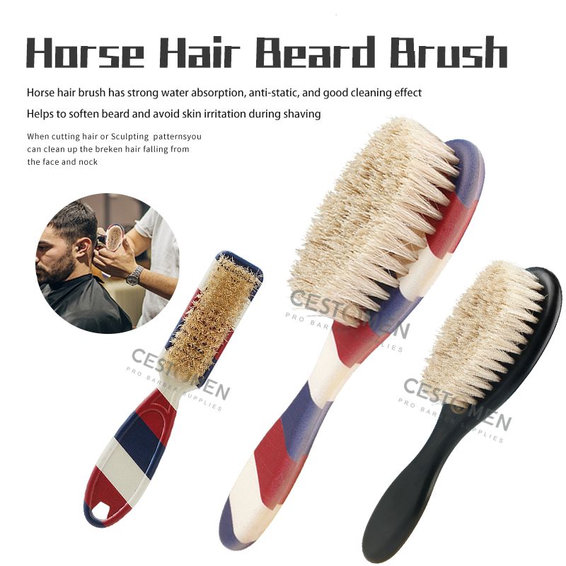 cepillo de afeitar para peluquero, cepillo para quitar el cuello, cepillos de pelo de caballo, herramientas de estilismo para limpieza de salón de bigote facial