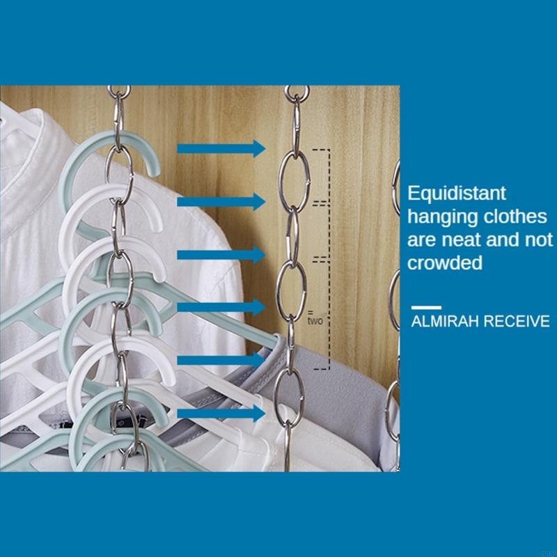 55kf Space Saving kledinghanger ketting Roestvrijstalen kast Organisator metalen trapsgewijze hangers multi-poorts ring met haak