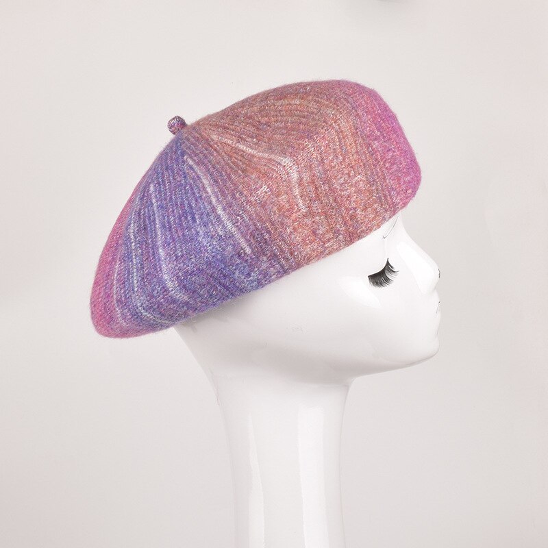 Béret tricoté en laine caméléon rétro pour filles, chapeau de peintre artistique à la , version coréenne, assorti avec tout, chapeau tide, automne et hiver: 3