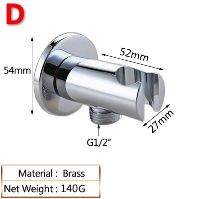 Hand Shower Hook Chromed Polish Shower Seat Solid Brass G1/2" With Shower Hose Connector Shower Mounting Brackets: D with connector