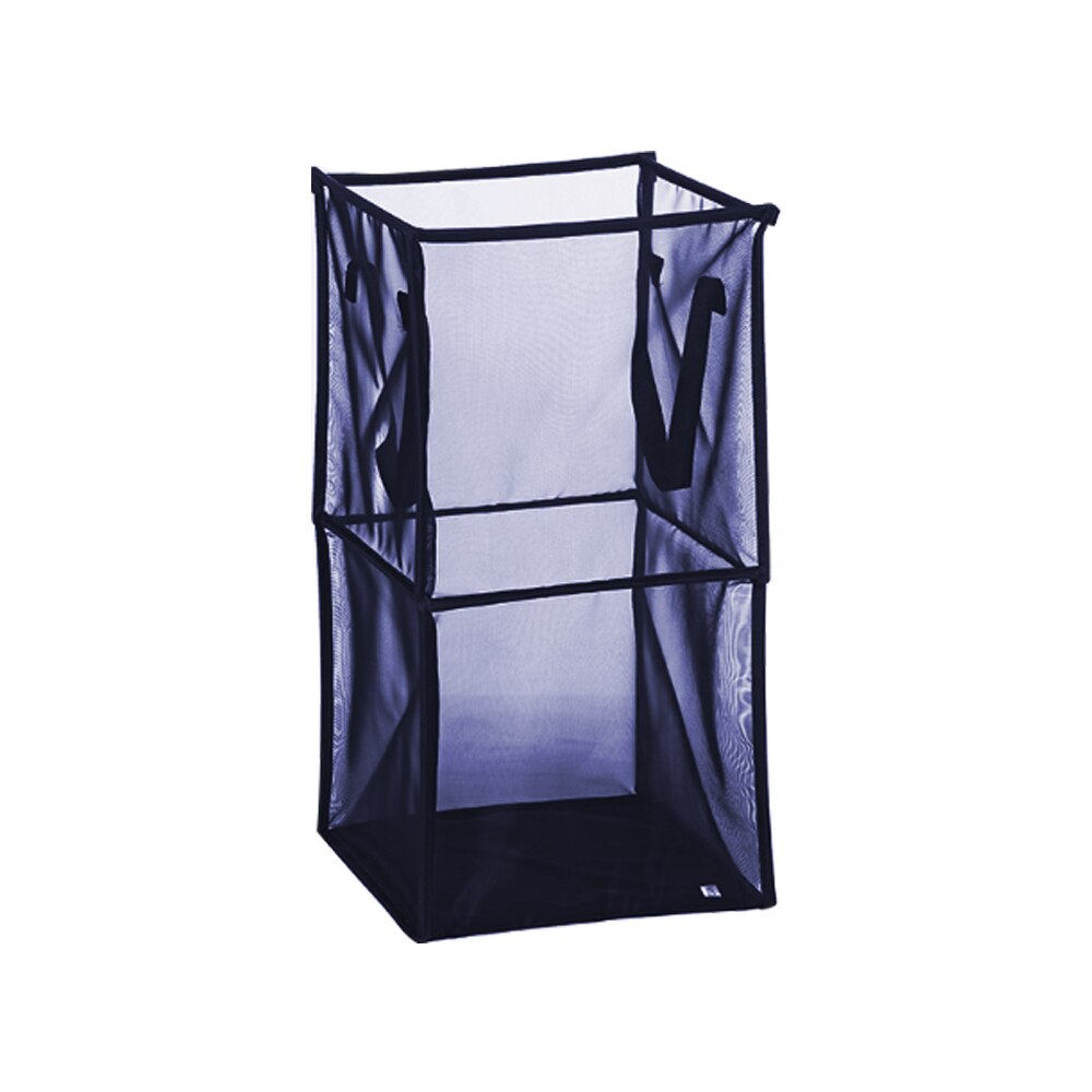 Cesta de malla cuadrada portátil para ropa sucia, contenedor de almacenamiento con asas de ropa sucia, organizador para el hogar, Cubo de almacenamiento de artículos diversos, 1/2 capas: blue 32x32x64cm