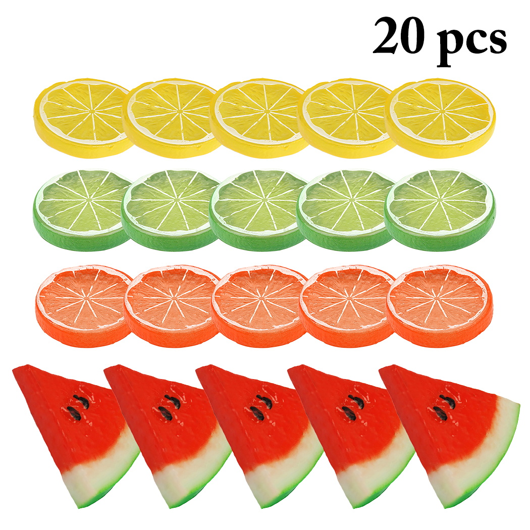 Simulatie Fruit Slice Kleine Gele Citroen Slice 5 + Kleine Groene Citroen Slice 5 + Oranje Slice 5 + Grote driehoek Watermeloen Huid 5