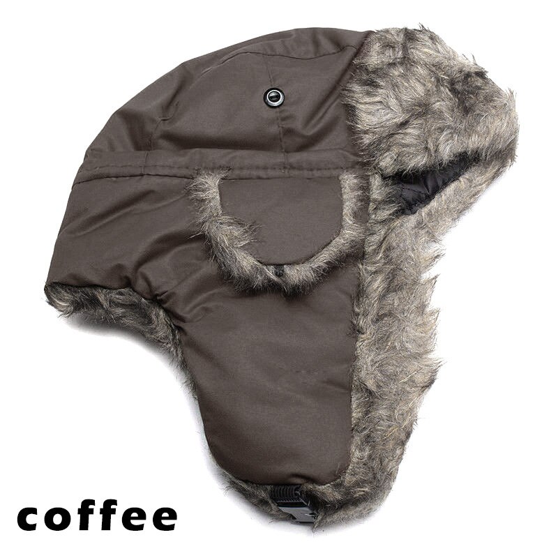 ¡OFERTA de invierno! Gorro de esquí ruso cálido con orejeras de trampero de soldado, sombrero de piel Ushanka hh88: coffee