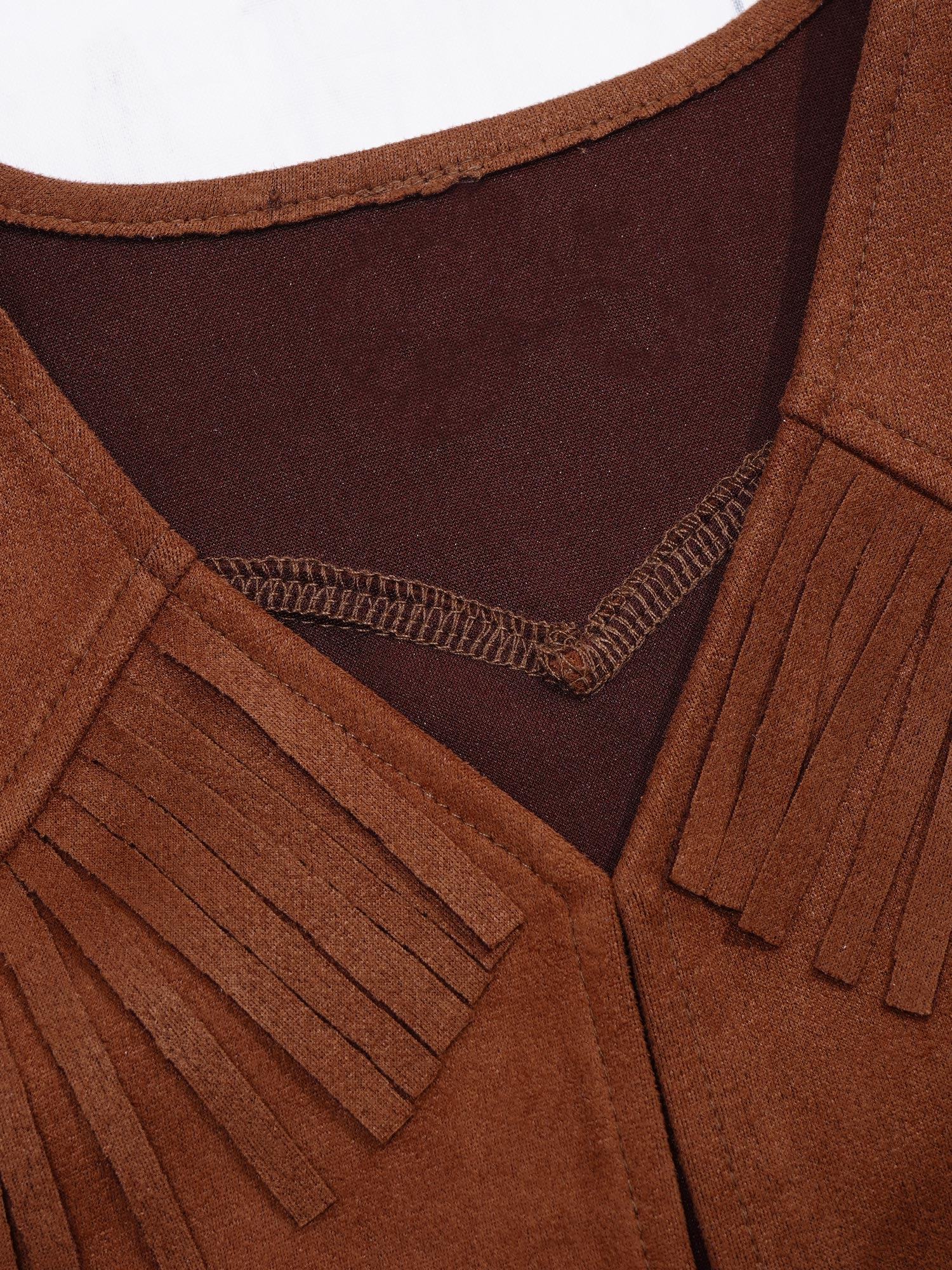 Ocidental Cowboy Cowgirl Vaqueira Colete Trajes, Casaco De Franja De Couro De Camurça Marrom, Halloween Carnaval Festa Cosplay Tops