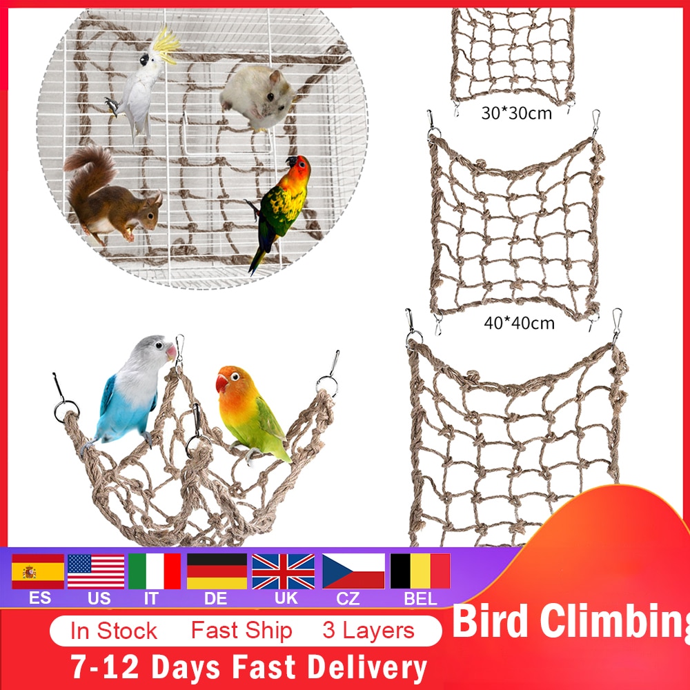 Jaula de cáñamo para escalada de aves, juguetes, jaula para escalada, cama para mascotas, jaula para pájaros
