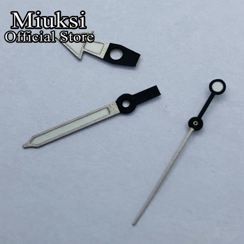 Miuksi-manecillas de reloj plateadas, accesorio verde, superluminoso, se ajusta al movimiento NH35 NH36