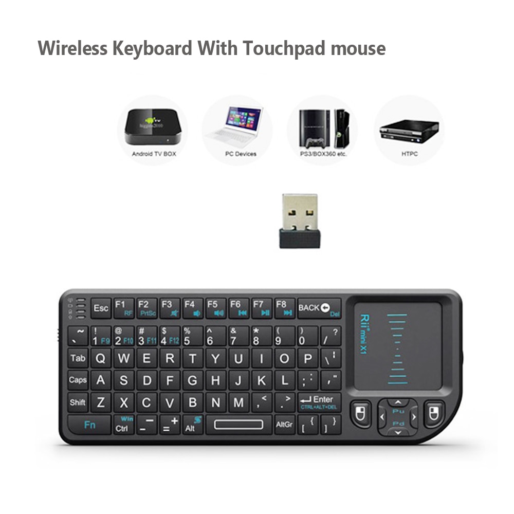 Original Rii Mini X1 Wireless Keyboard 2.4G Air Mouse Keyboards Handheld Touchpad gaming keyboard for phone smart tv box android