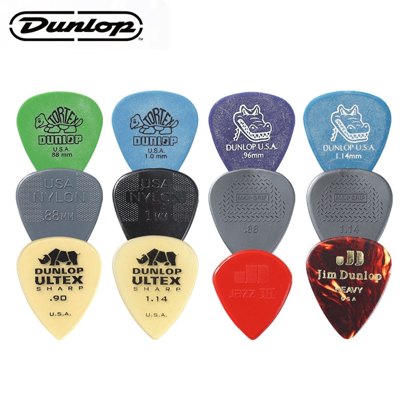 12 stk/sæt originale dunlop akustiske guitar picks plectrum nylon celluloid elektrisk glat guitar pick tilbehør