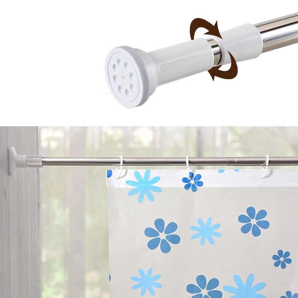 Household Accessories Stainless Steel Spring Loaded Voile Pole Adjustable Rail Curtain Rod Telescopic Extendable Tension Shower