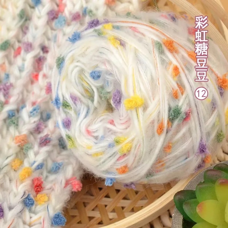 Hilo de lana de punto arcoíris, 50g, tejido a mano, Mohair, hilo de ganchillo, hilo de punto grueso, bufanda DIY, suéter, línea de sombrero blanet, 1 ud.: Azul