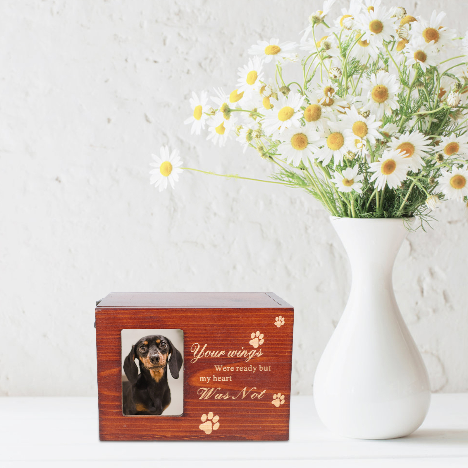 Pet Urn Bone Ash Box Pet Keepsake Cats Dogs Cinerary Casket Box with Photo Frame