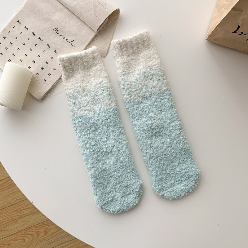 Winter Colored Starry Fleece Mid-Tube Socks Women Soft Warm Lamb Wool Thick Simple Versatile Socks Home Floor Sleeping Socks: 1