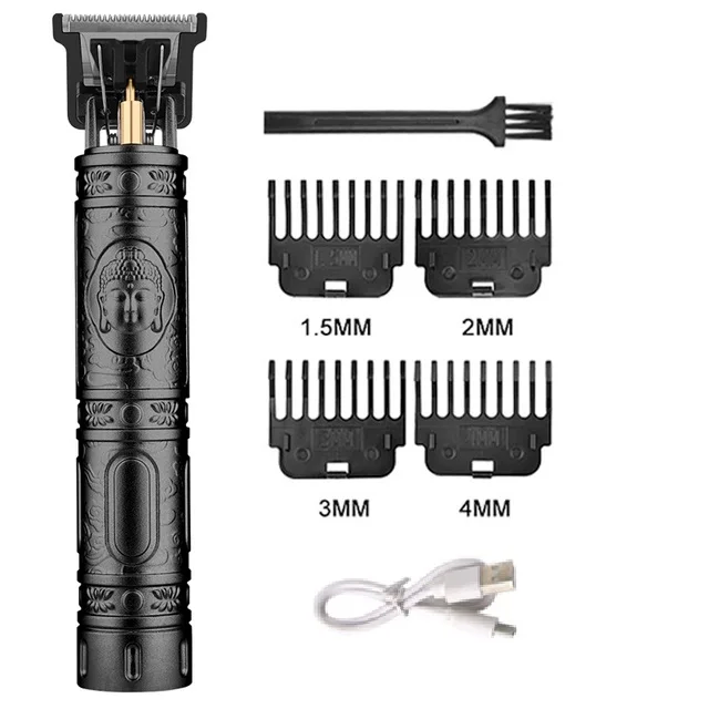 Professionele Carving Tondeuse Oplaadbare Haar Snijmachine Kapper Tondeuse Vintage T9 Heren Tondeuse Cadeau: Zilver