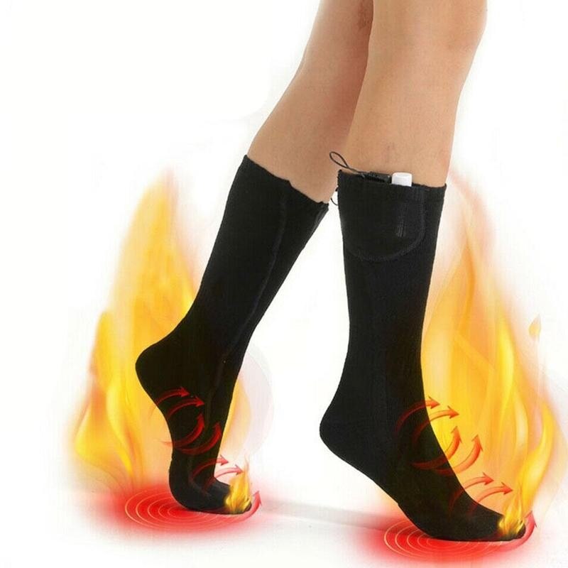 Winter Men Women Electric Heating Socks Thermal Heated Toes And Back Socks Battery Box Foot Warmer Socks Outdoor Equipment