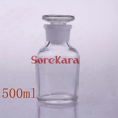 500ml Glass Reagent Bottle With Ground-in Glass Stopper Narrow Mouth Transparent Glass Bottle