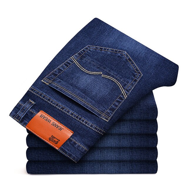 2020 cholylspring og sommer mærke stretch denim bukser til mænd slim fit jeans straight jeans plus størrelse 28-40: Blå / 33