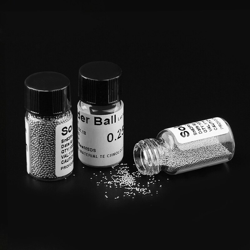 1 Fles Bga Reballing Ballen 0.2/0.25/0.3/0.35/0.4/0.45/0.5/0.55/0.6/0.65/0.76Mm Loodhoudende Soldeer Bal Voor Bga Rework Reparatie Tool