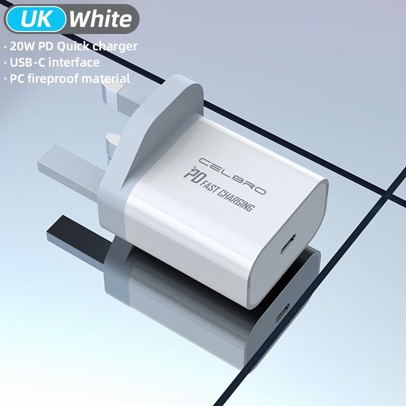 Für Iphone 12 Ladegerät PD 20W Usb C Adapter Typ C Cargador für IPhone 12 Profi Max ich Telefon ladegerät Schnelle Usb Ladegeräte EU UNS UK Stecker: UK