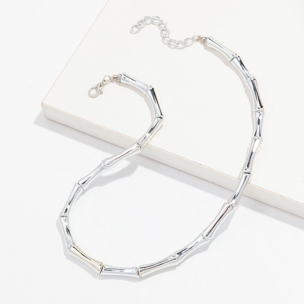 Thin Bamboo Curved Tube Choker Necklace Men Women HipHop Ball Bead Pendant Necklace Stack Trendy Party Jewelry Collar