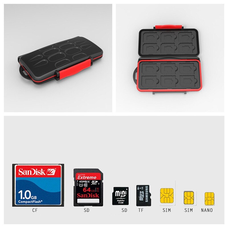 Multifunction sd sdhc mmc cf cartão micro sd cartão de memória caso protetor de cartão de memória à prova dwaterproof água para cartões sd cf