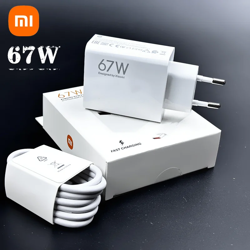 Chargeur Rapide 67W Xiaomi Avec Câble USB-C 1m - 3 Ports - Pour Redmi Note 13/12/11 Pro - Blanc