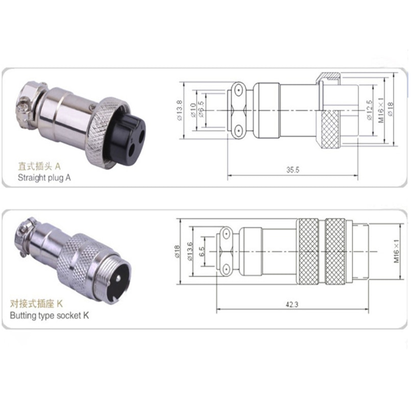 1set GX16 Butting Docking Male & Female 16mm Circular Aviation Socket Plug 2/3/4/5/6/7/8/9/10 Pin Wire Panel Connectors