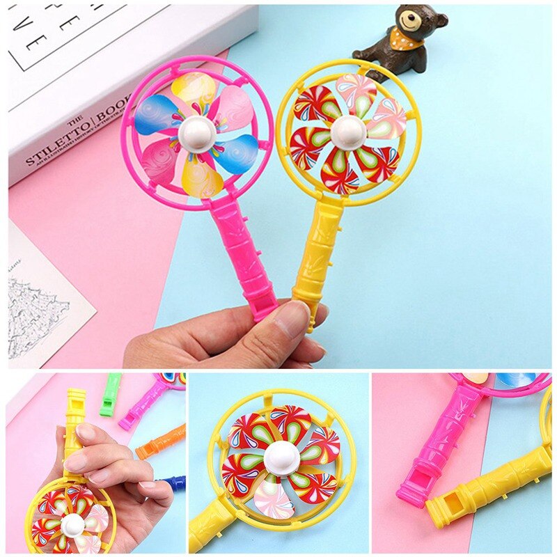 5Pcs Kids Windmolen Fluitje Speelgoed Kinderen Coloful Windmolen Fluitje Musical Developmental Toy Party Props Kleur Willekeurige