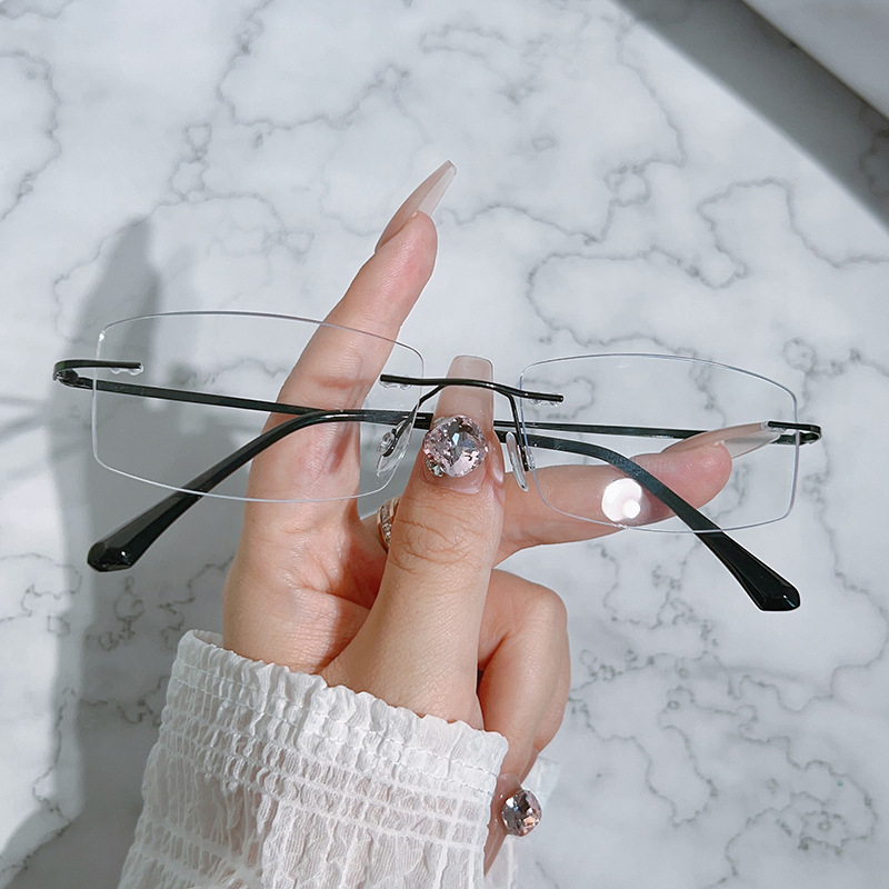 Gafas de miopía sin montura de Metal, gafas Retro Vintage para , gafas de visión cercana, gafas graduadas terminadas para mujeres, gafas con dioptrías: Blanco / +400