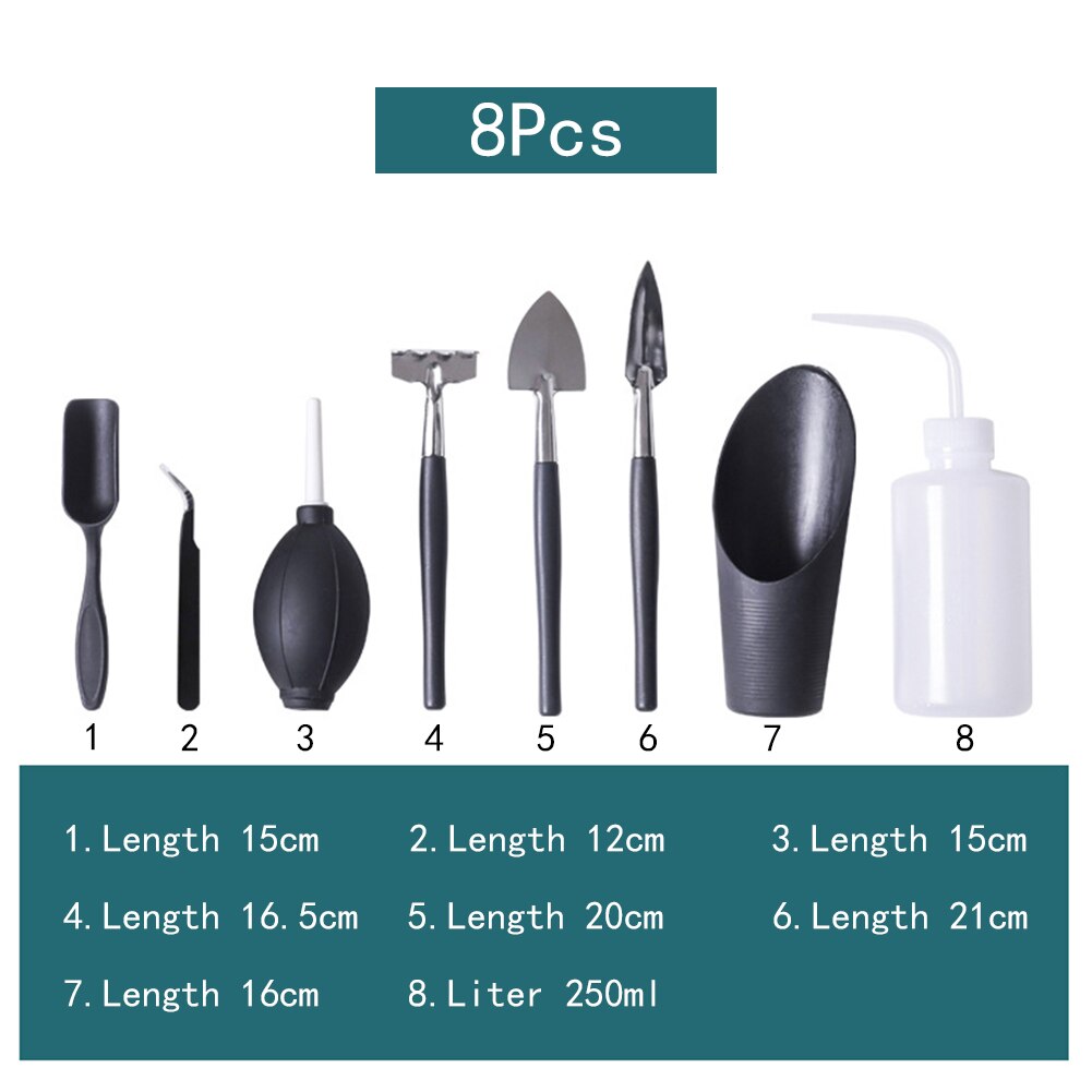 5/8/13Pcs Garden Planter Kit Succulent Plants Tools Mini Garden Hand Tools Set Indoor Bonsai Miniature Transplant Seedling Tool: 8PCS