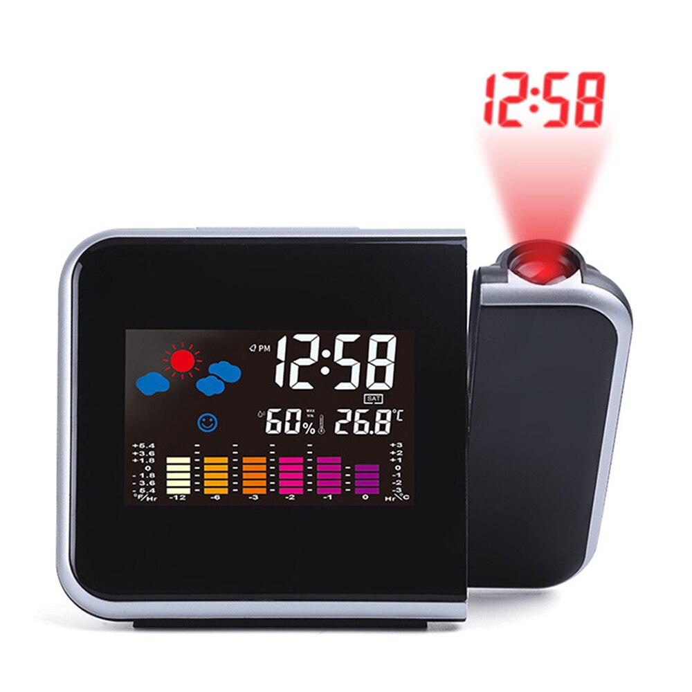 Alarm Clock 7 Colors changing LED Clock With Weather Station Thermometer Calendar Date LED Projection Digital Clock