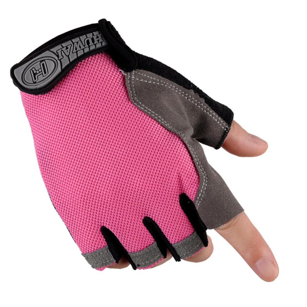 Verão masculino/feminino luvas de fitness ginásio levantamento de peso ciclismo yoga musculação treinamento fino respirável antiderrapante metade dedo luvas: M / Rosa