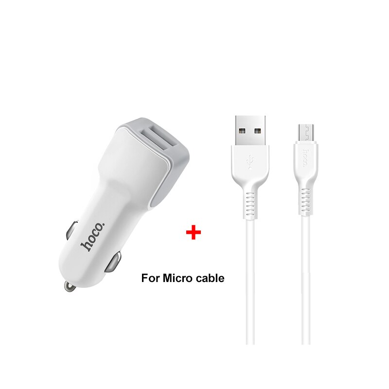 Hoco dual output usb biloplader til iphone  x 8 7 plus universel 5 v 2.4a hurtig usb oplader adapter til samsung  s9 s8 oneplus 6: Til usb mikrokabel