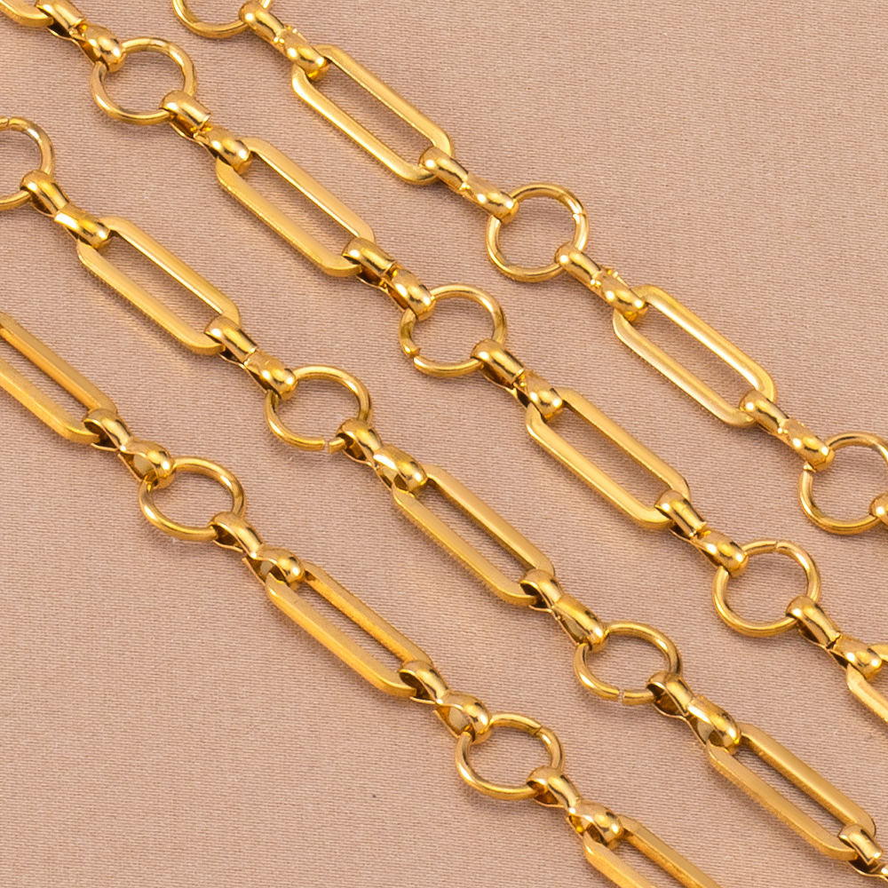 Cadena chapada en oro de acero inoxidable de 1 metro, Cable de barra larga, cadena circular redonda para DIY, collar, pulsera, accesorios para hacer joyas: Gris