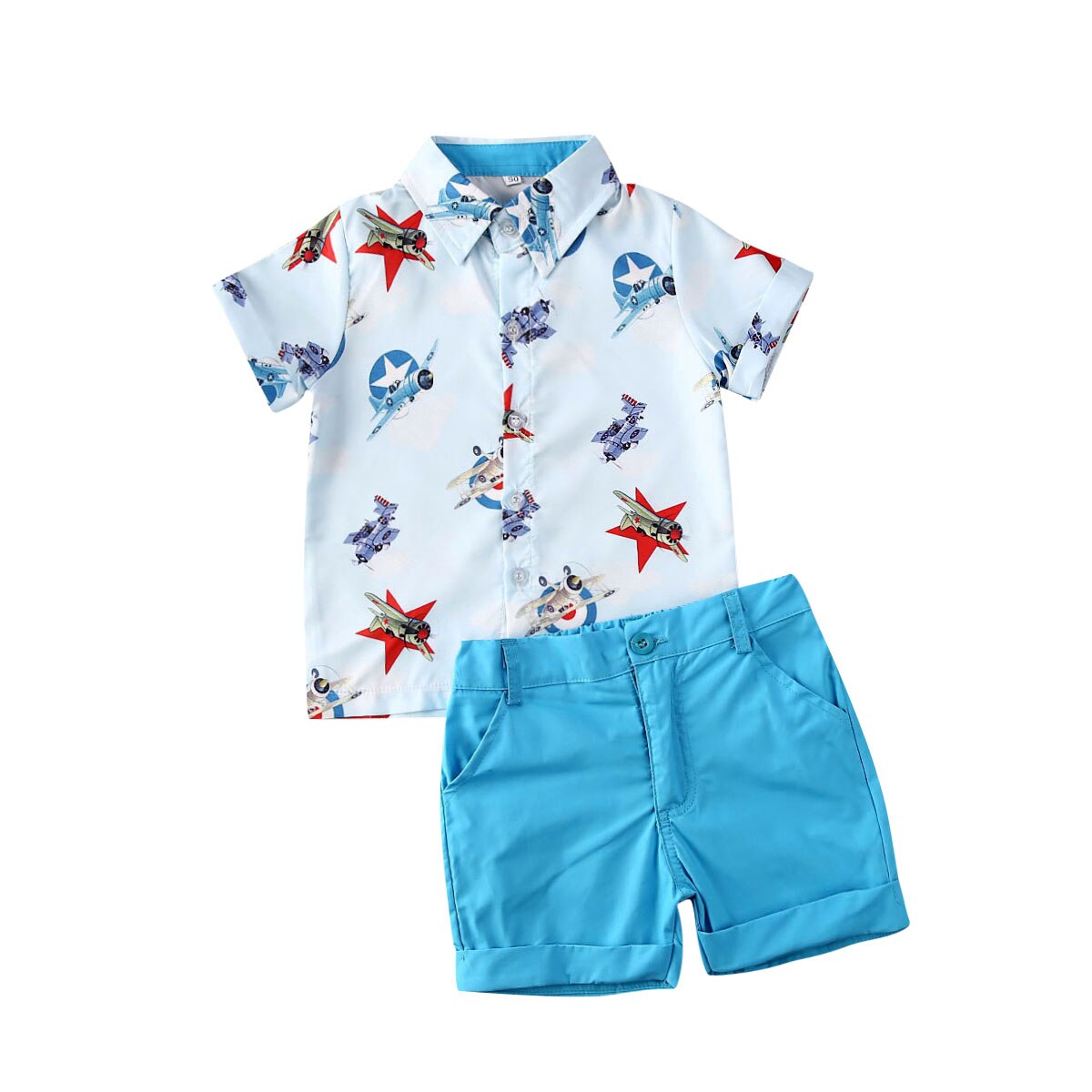 Baby Zomer Kleding Peuter Kids Baby Boy Korte Mouwen Kleding Shirt Tops Broek Formele Party Paard Print Outfits Set: Blue A / 6T