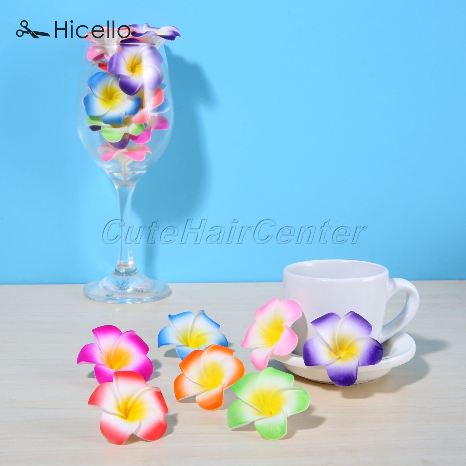 50 stk/sæt 4cm frangipani plumeria hawaiianske blomster skum kunstig blomst hovedbeklædning dekoration bryllup fest forsyninger hicello
