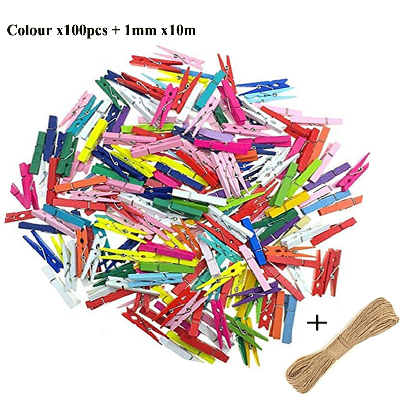 25/30mm Natuurlijke Houten Gekleurde Foto Mini Clips Memo Papier Peg Wasknijper DIY Briefpapier Kerst Bruiloft Home decor: WHITE