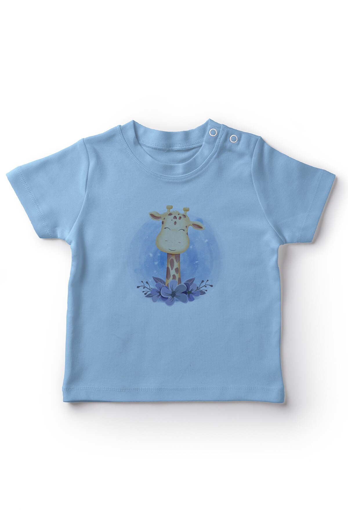 Angemiel baby søde blomster i̇çindeki giraf drenge baby t-shirt blå
