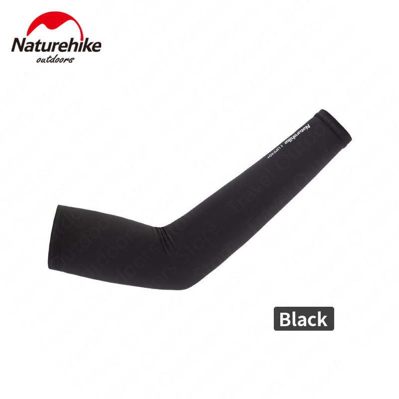 Naturehike UPF40+ Breathable Sunproof Sleeve High Elasticity Summer Sun Protection Sleeves Riding UV Protection Arm Guards: Black