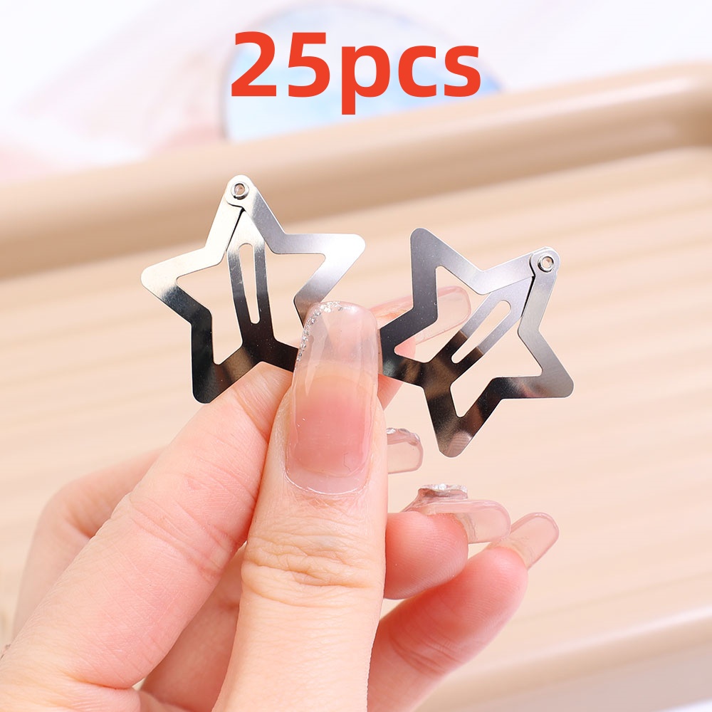 2-50 Uds. Pinzas para el cabello de estrella para niñas, estrella de filigrana, Clip a presión de Metal, pasadores de horquillas, accesorios para la cabeza: PLATEADO