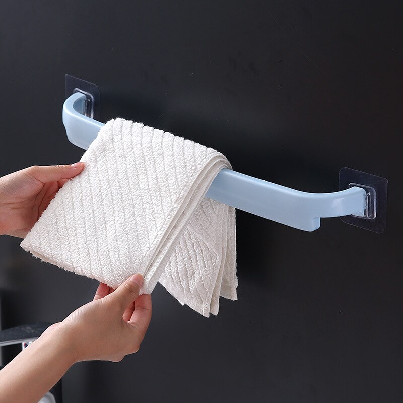 1pcs Towel Bar Free Perforated Bathroom Double Pole Wall Hanging Towel Rack Toilet Single Pole Slippers Bar