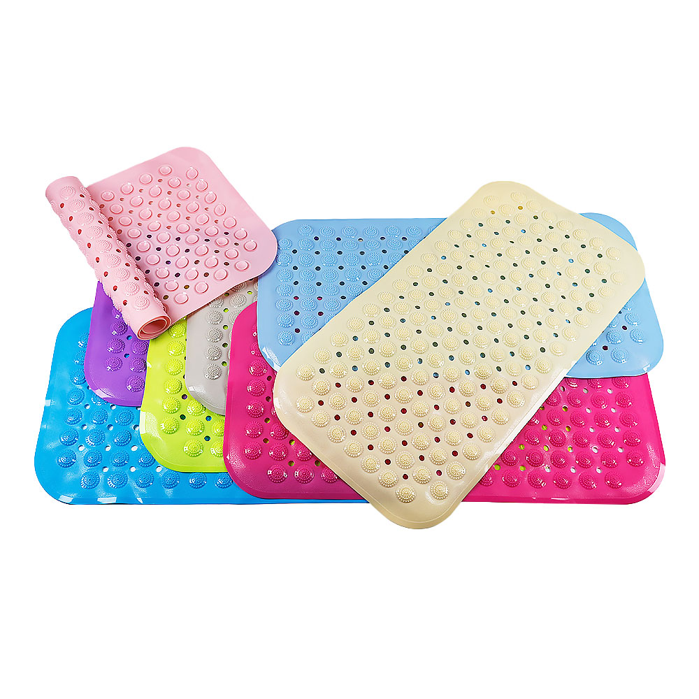 Silicone World Bathroom Anti-skid Mat PVC Bathroom Massage Foot Mat Shower Household Bathtub Mat With Suction Cup Floor Mats
