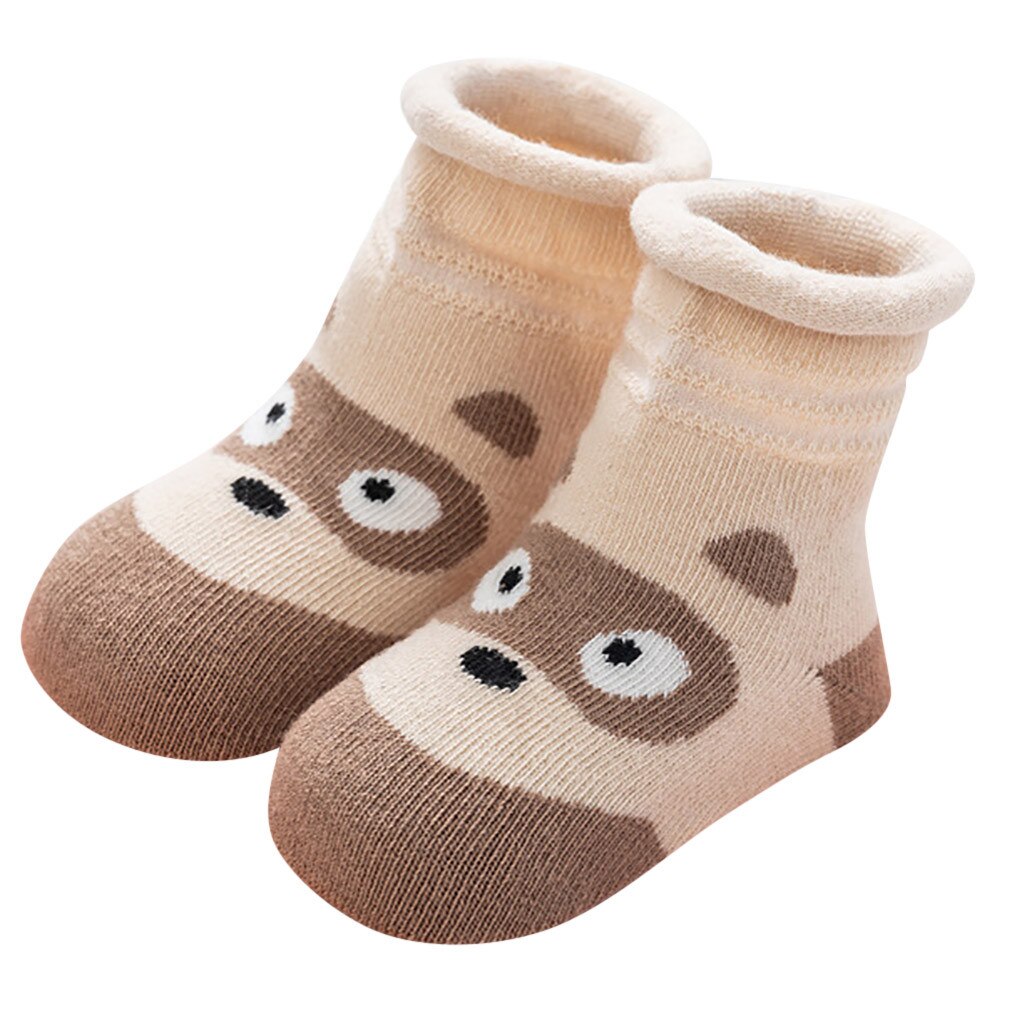 Kids Baby Baby Jongens Meisjes Sokken Ademend Cartoon Dieren Print Anti-Slip Sokken Pasgeboren Peuter Leuke Meias Infantil: Khaki