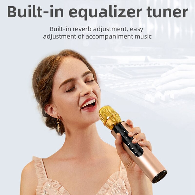 Wireless Microphone Dual Speaker Condenser Bluetooth Karaoke Speaker Microphone for Karaoke/Singing/Church/Speech