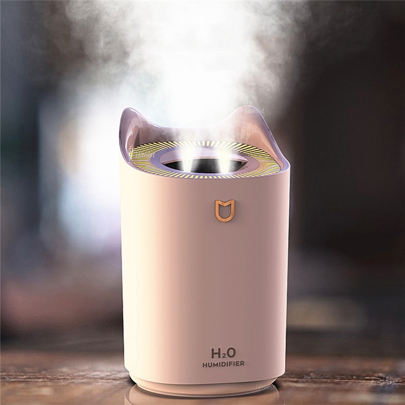 3000ml Humidifier ultrasonic Aroma oil diffuser strong mist maker essential oil diffuser aromatherapy home LED lights: B Pink 251x150.8mm
