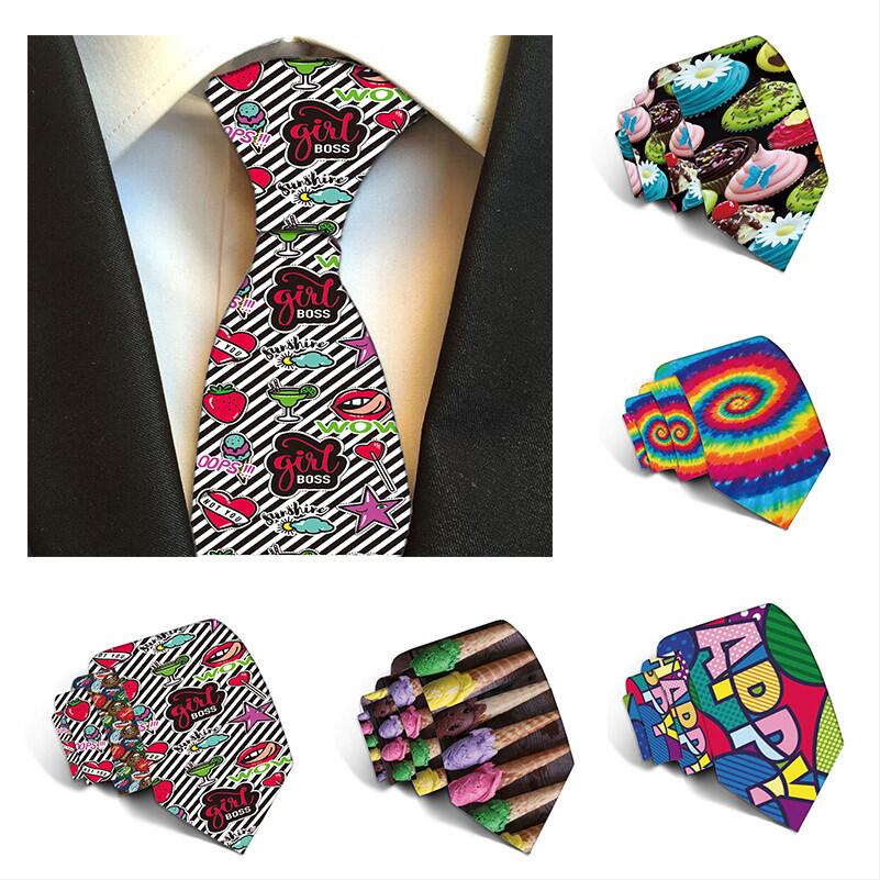 Slips til mænd polyester 8cm slips afslappet tynd krave slips fest bryllupstilbehør herre trykte halsbånd 5s-ld07